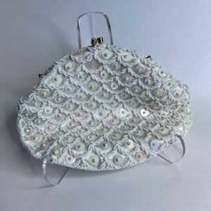White Beaded and Sequined Purse